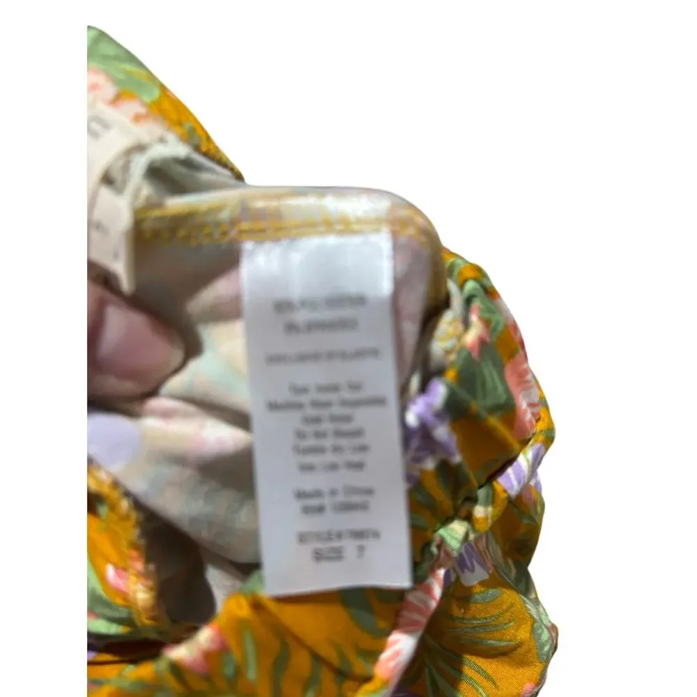 Btween 7 shorts tank set in mustard floral with scrunchie nwt soft & stretchy - Picture 8 of 8